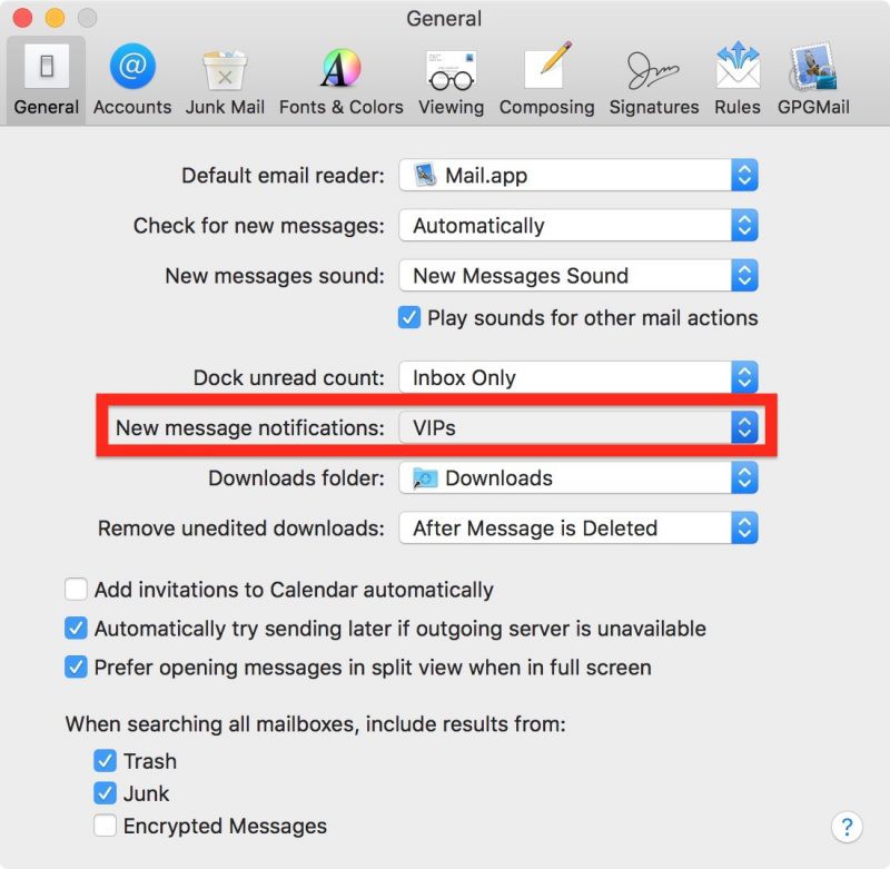 Sub Folder Push Notifications For Mail In Macos